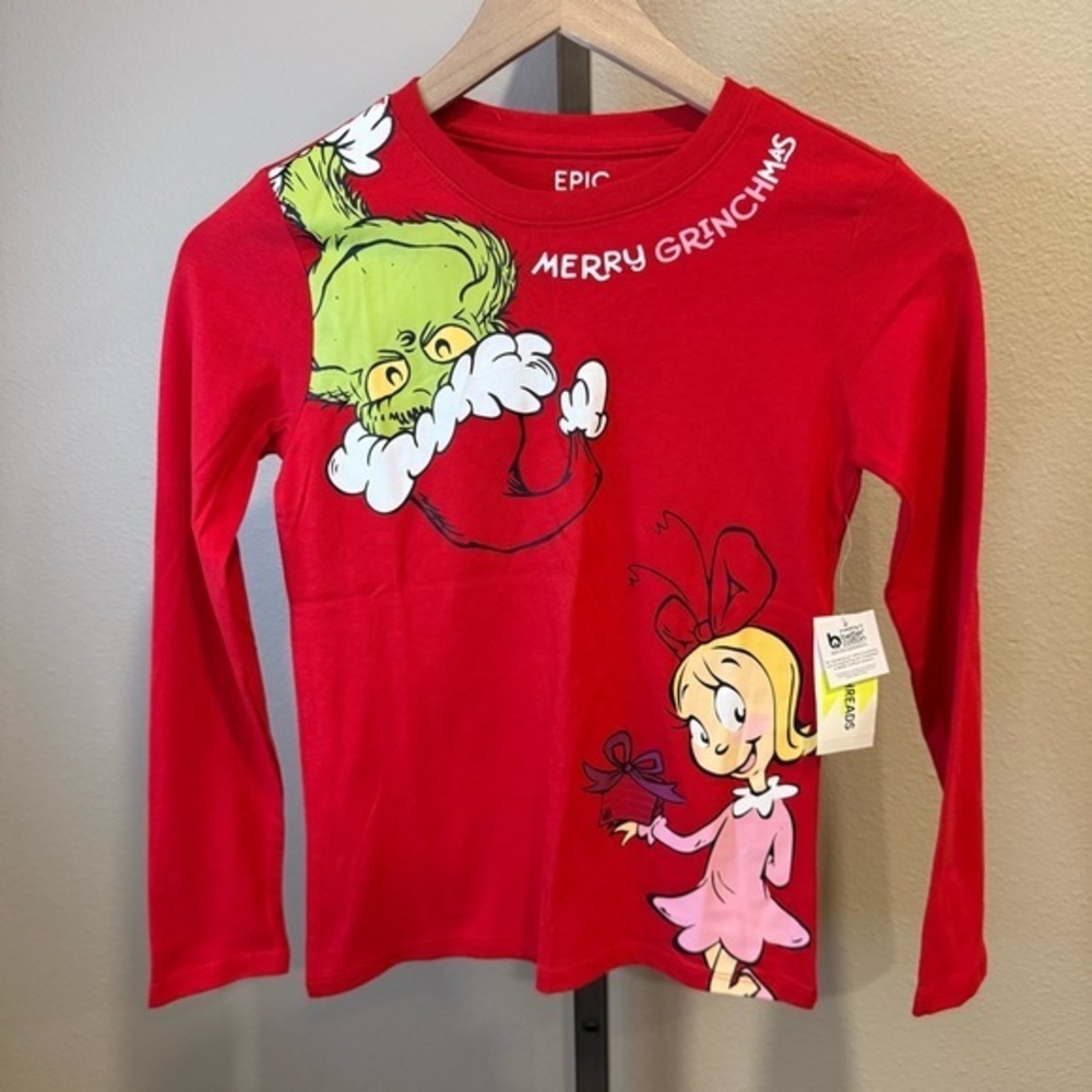 Epic Threads long sleeve Grinch Holiday T-shirt size medium 10/12 (girls) NWT